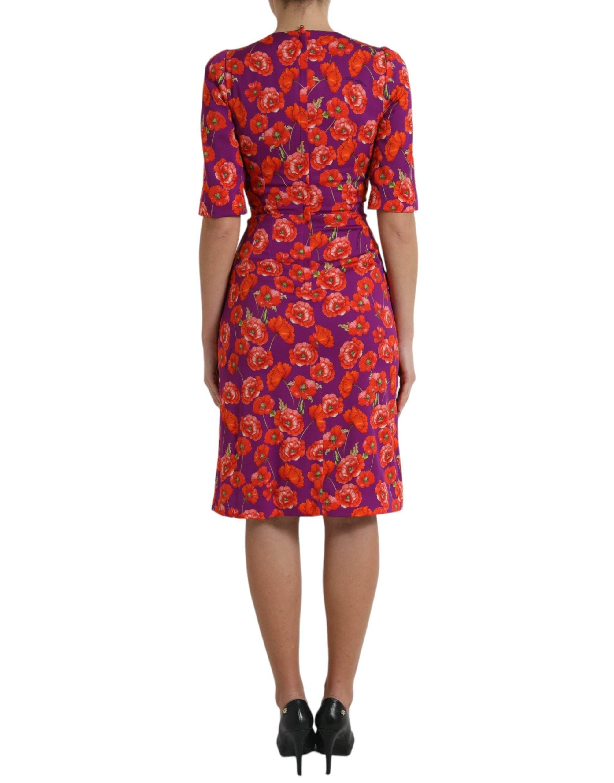 Dolce & Gabbana Vibrant Floral Silk Charmeuse Dress - Hilstor