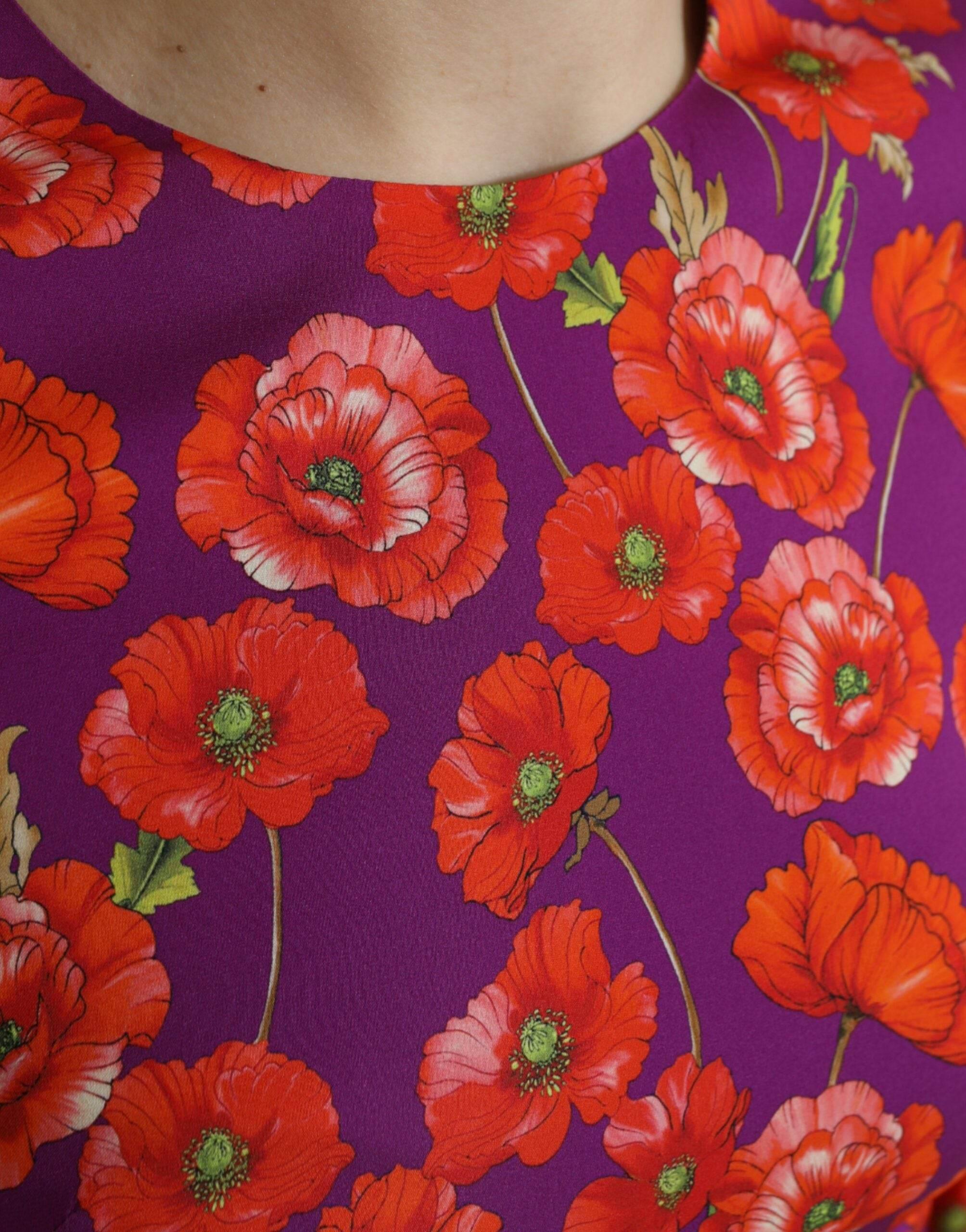 Dolce & Gabbana Vibrant Floral Silk Charmeuse Dress - Hilstor