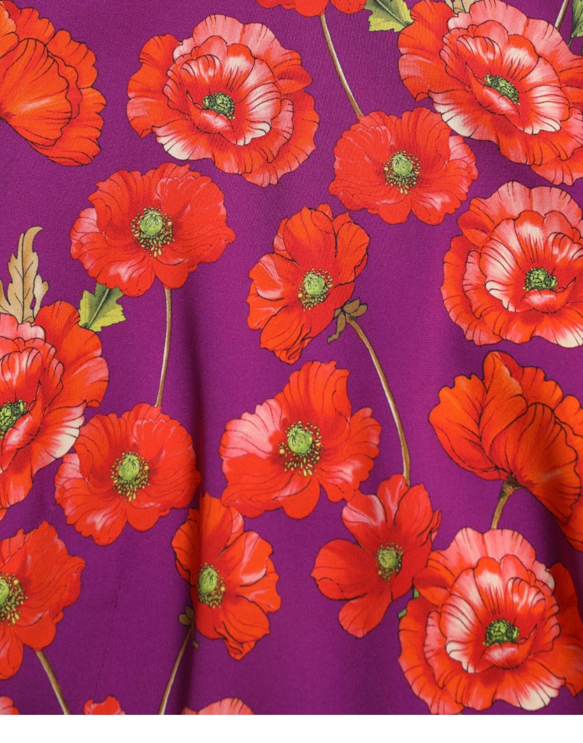 Dolce & Gabbana Vibrant Floral Silk Charmeuse Dress - Hilstor