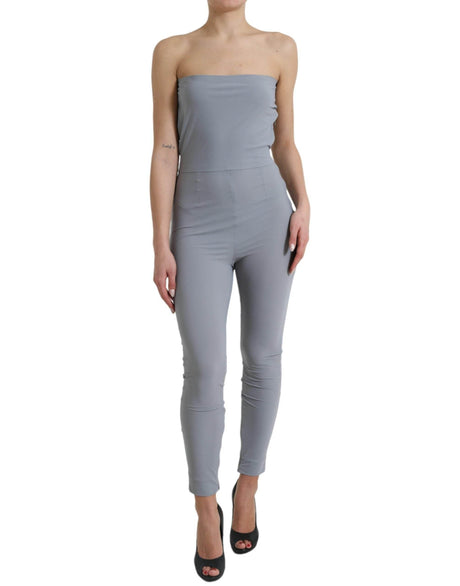 Dolce & Gabbana Gray Nylon Strapless Bodycon Jumpsuit Dress - Hilstor