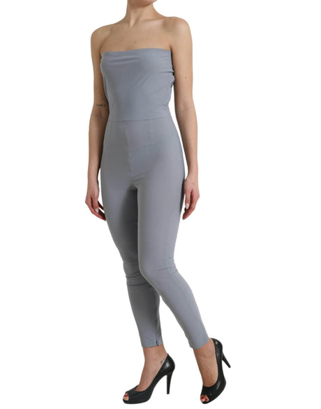 Dolce & Gabbana Gray Nylon Strapless Bodycon Jumpsuit Dress - Hilstor