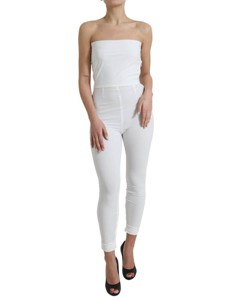 Dolce & Gabbana White Nylon Strapless Bodycon Jumpsuit Dress - Hilstor