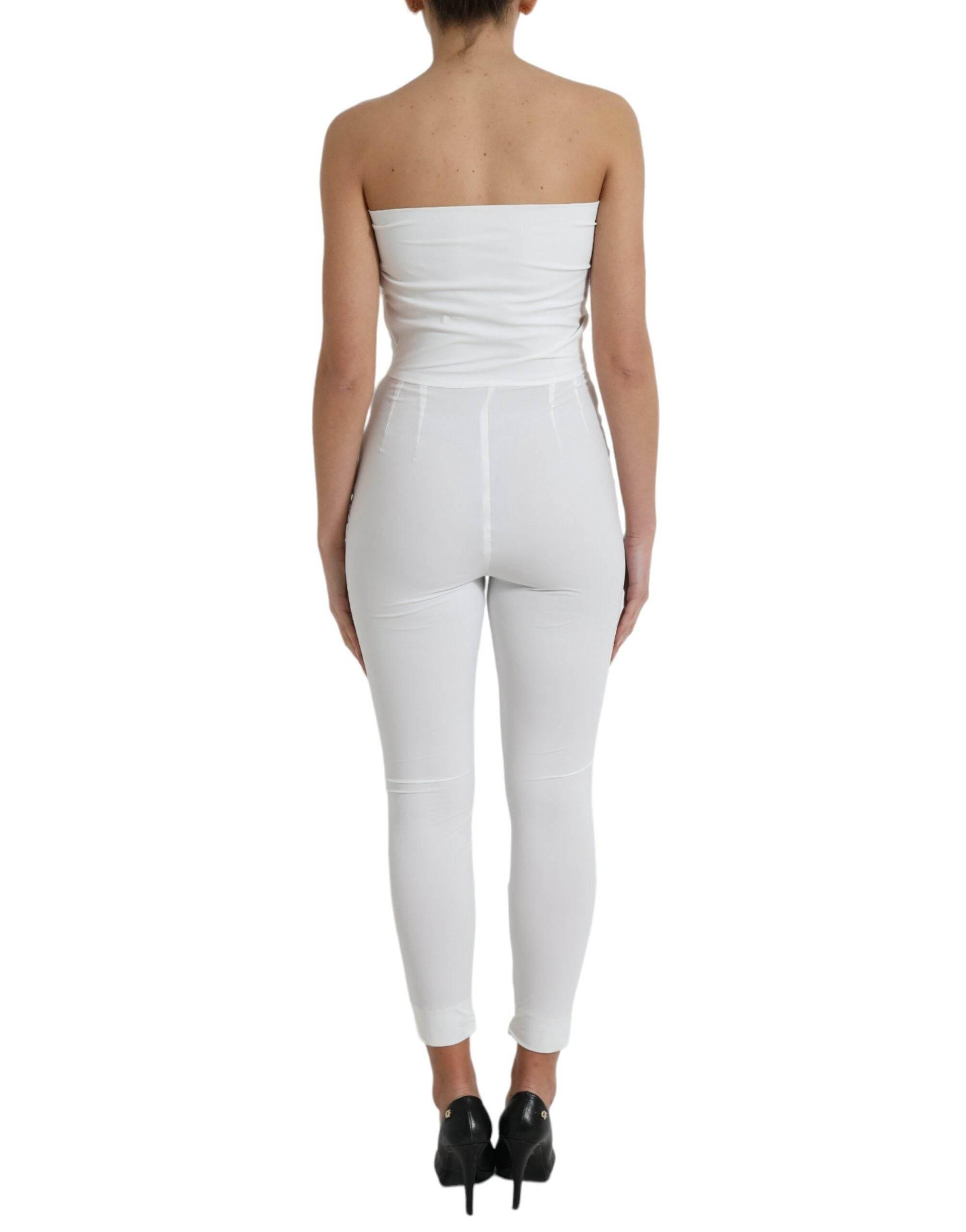 Dolce & Gabbana White Nylon Strapless Bodycon Jumpsuit Dress - Hilstor