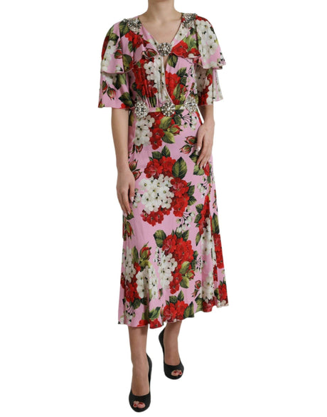 Dolce & Gabbana Elegant Crystal-Embellished Silk Dress - Hilstor