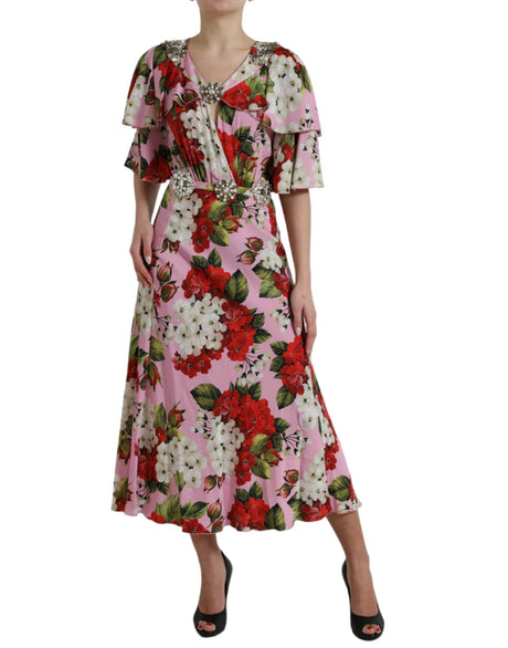 Dolce & Gabbana Elegant Crystal-Embellished Silk Dress - Hilstor