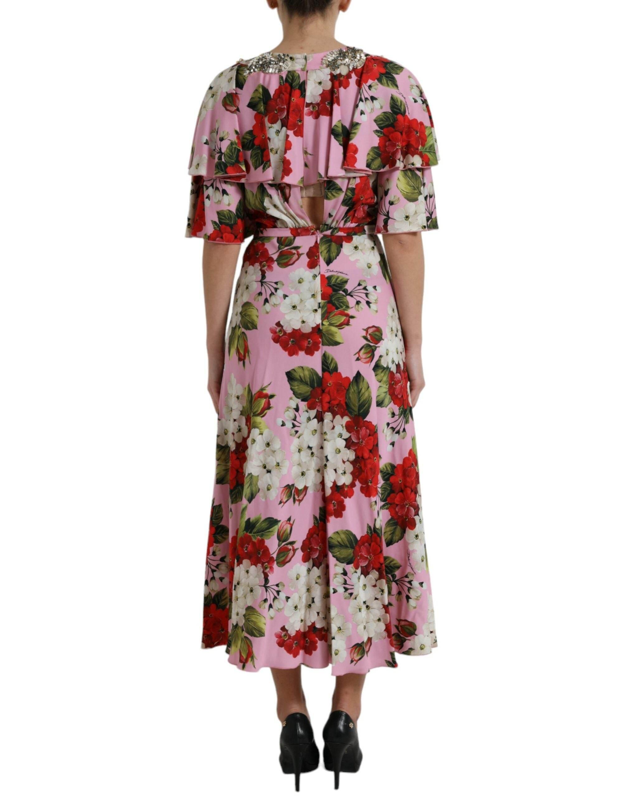 Dolce & Gabbana Multicolor Floral Crystal Embellished A-line Dress - Hilstor