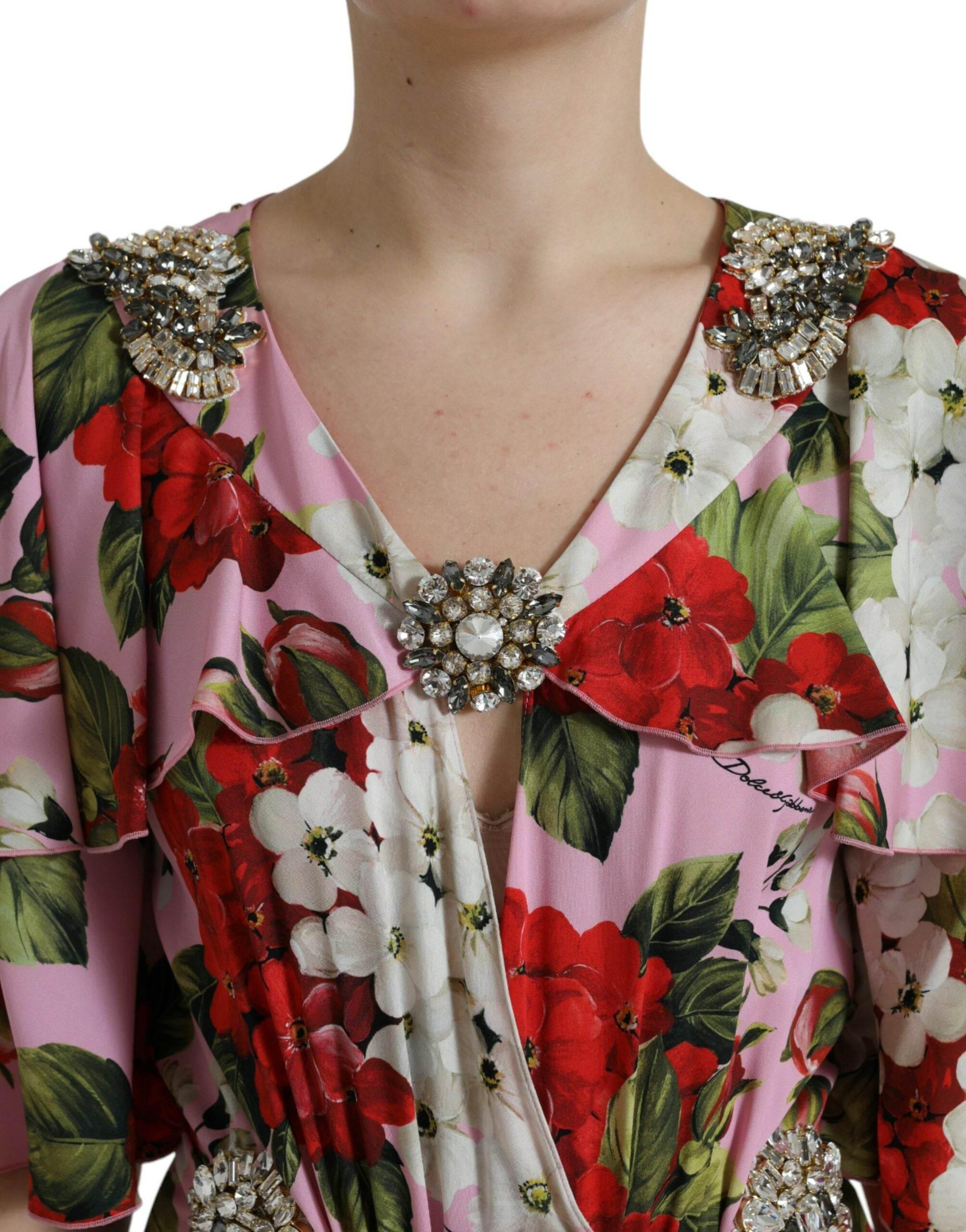 Dolce & Gabbana Multicolor Floral Crystal Embellished A-line Dress - Hilstor