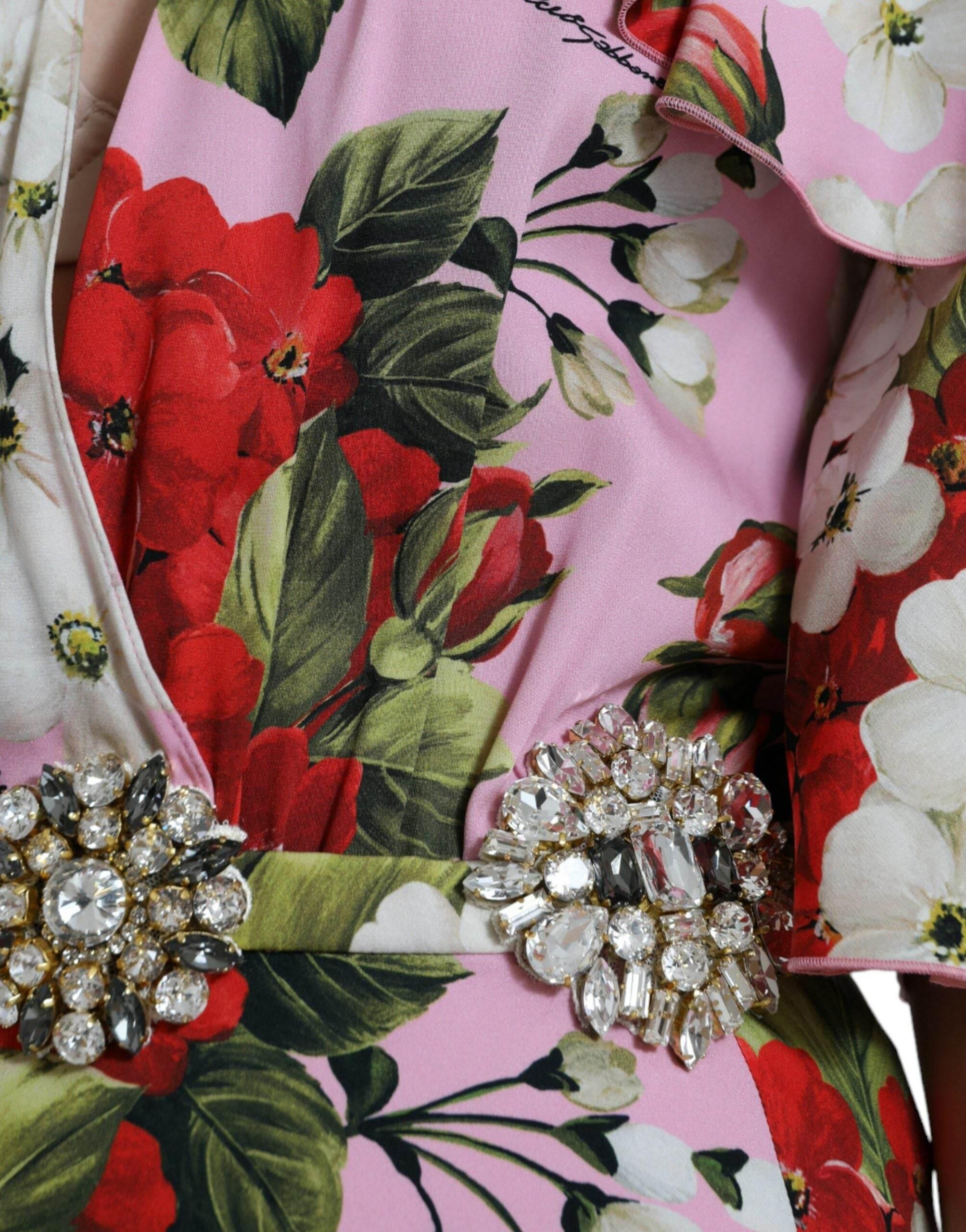 Dolce & Gabbana Multicolor Floral Crystal Embellished A-line Dress - Hilstor