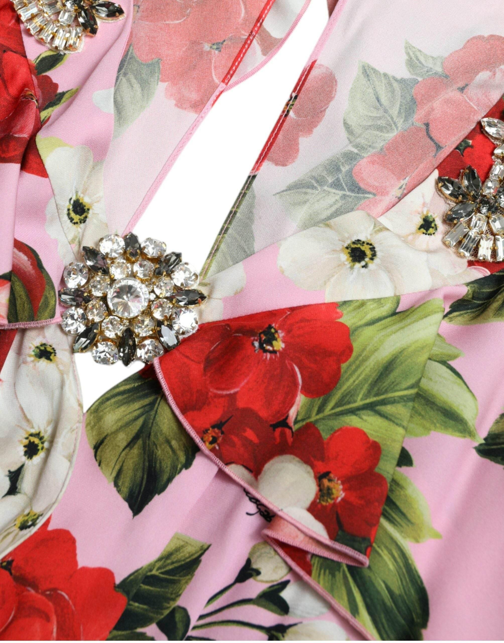 Dolce & Gabbana Multicolor Floral Crystal Embellished A-line Dress - Hilstor