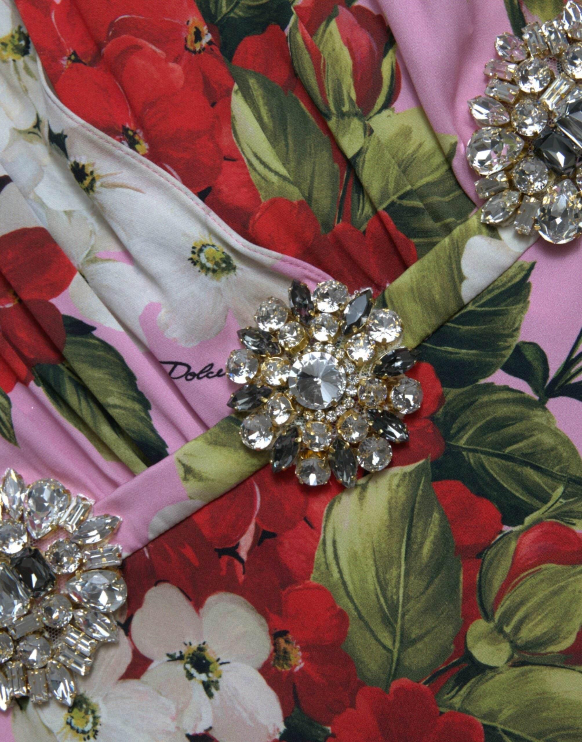 Dolce & Gabbana Multicolor Floral Crystal Embellished A-line Dress - Hilstor