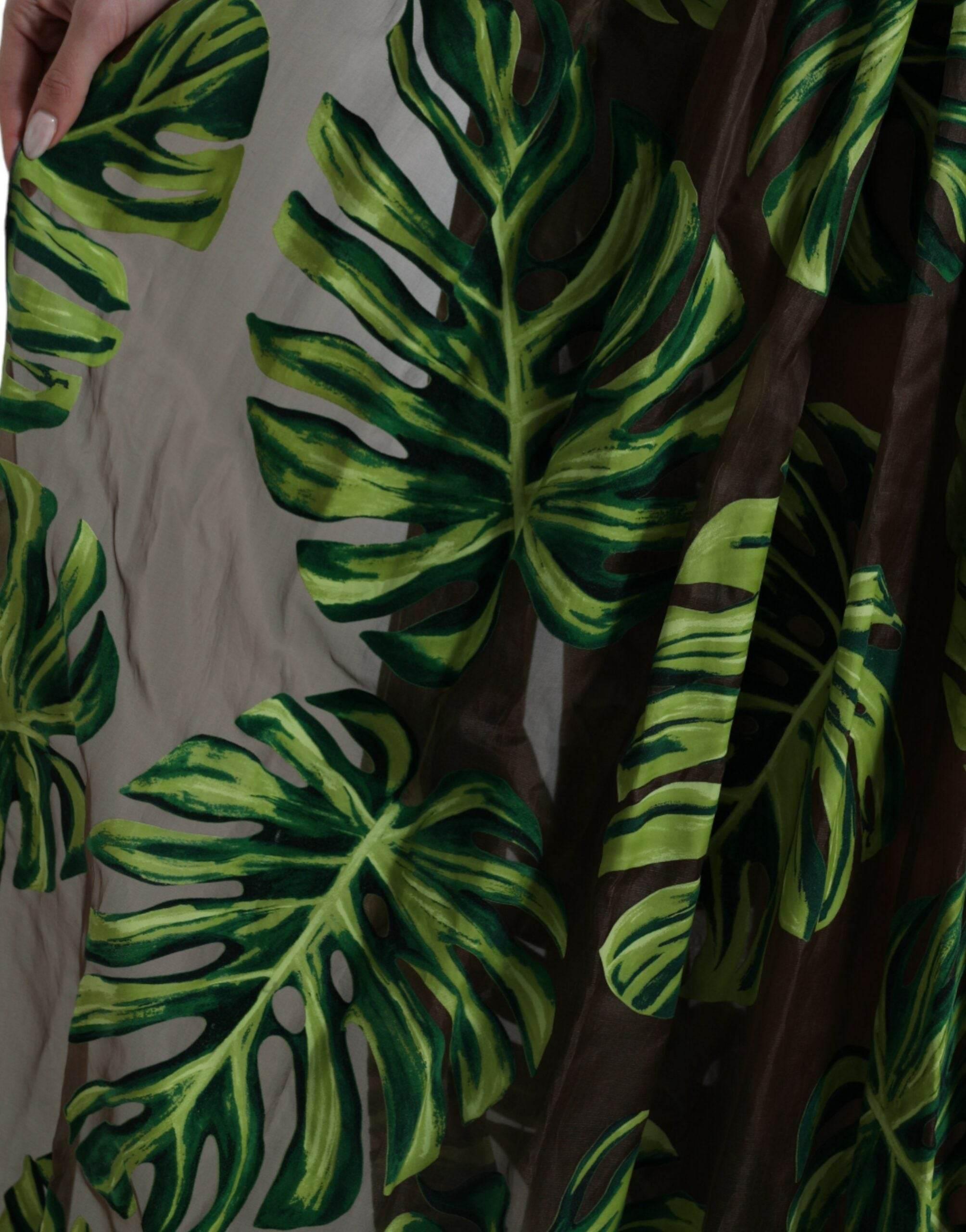 Dolce & Gabbana Green Banana Leaf Sleeveless Long Maxi Dress - Hilstor