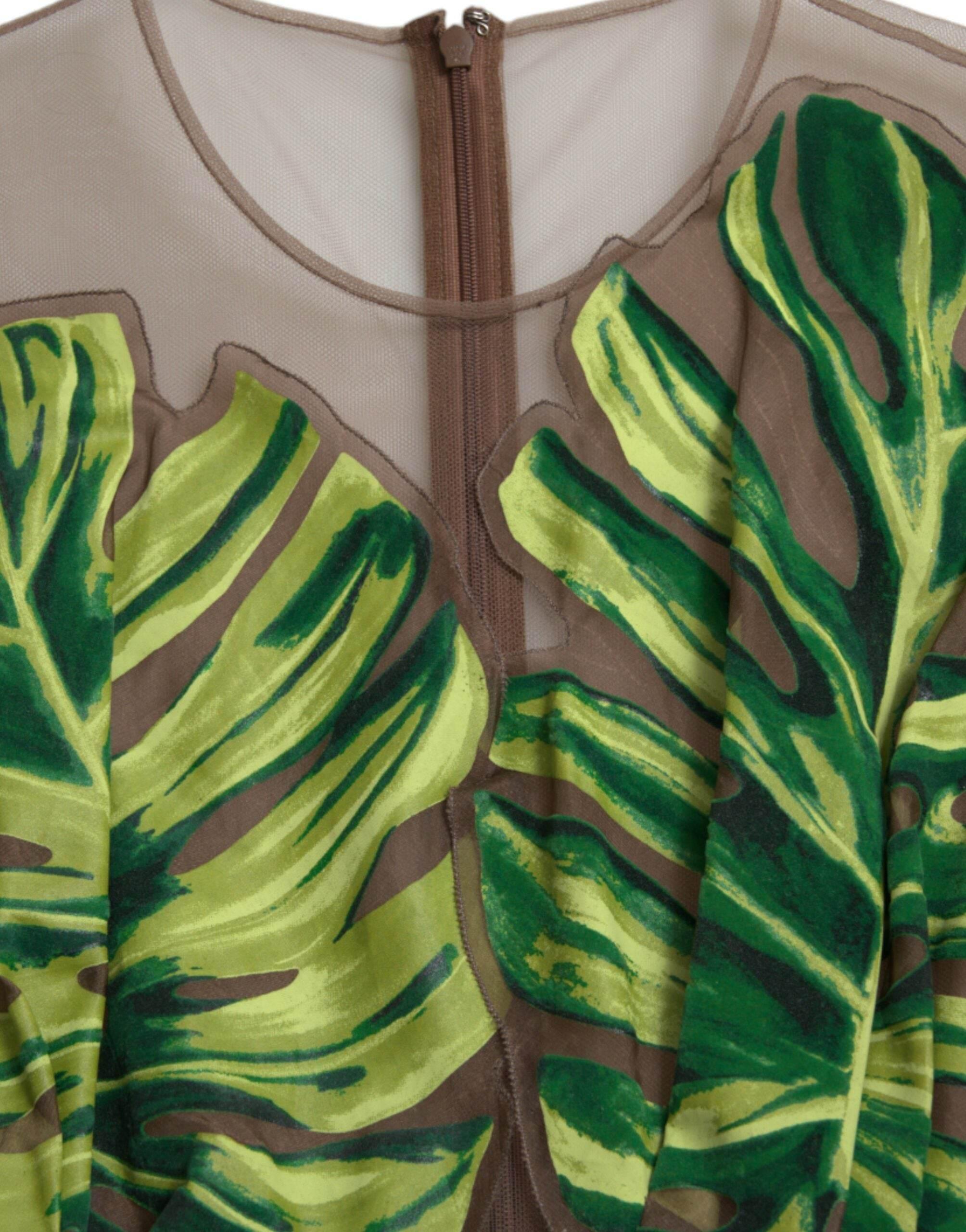 Dolce & Gabbana Green Banana Leaf Sleeveless Long Maxi Dress - Hilstor