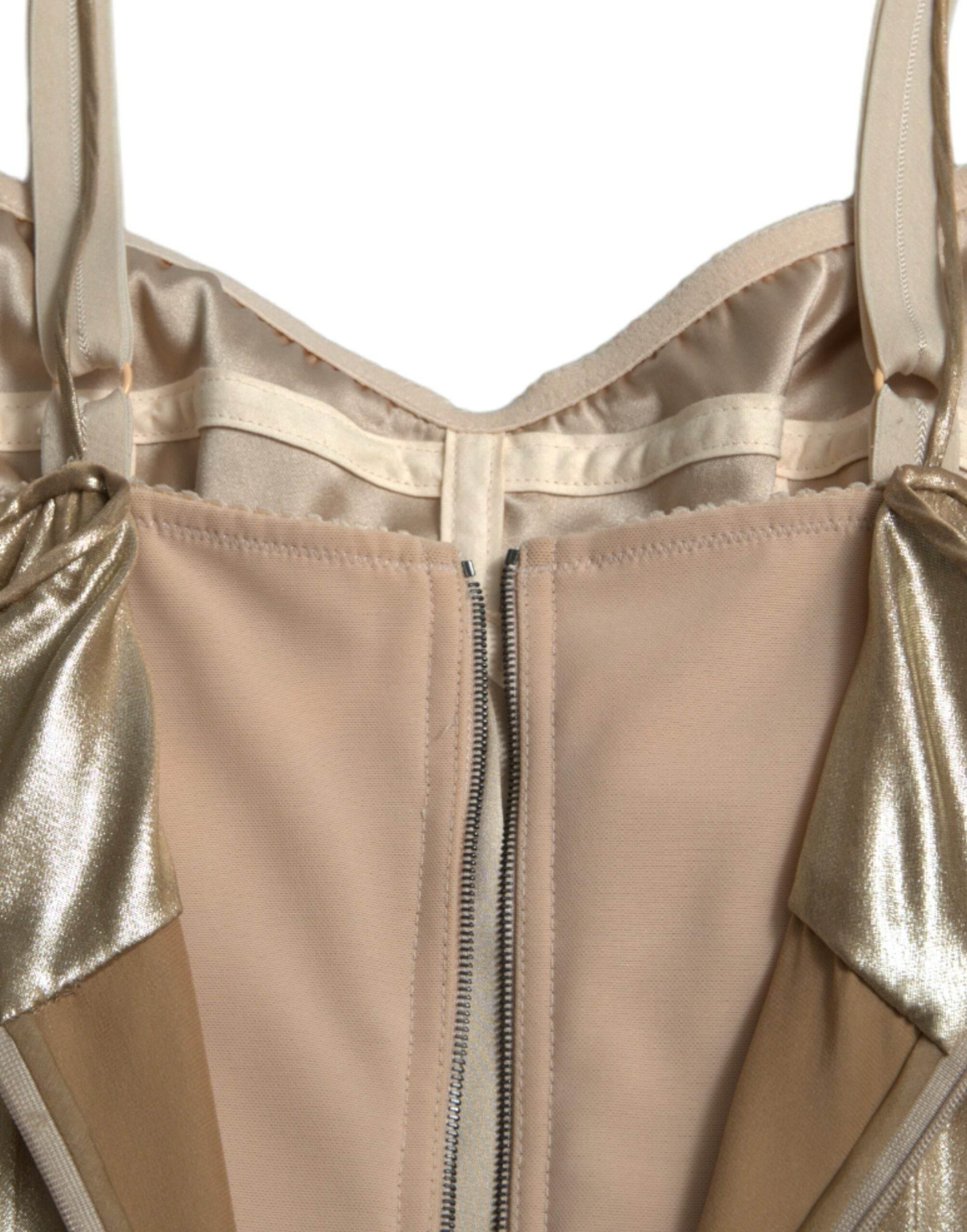 Dolce & Gabbana Metallic Gold Crystal Embellished Gown Dress - Hilstor