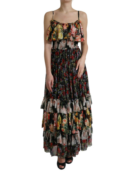 Dolce & Gabbana Vibrant Silk Floral Maxi Dress - Hilstor