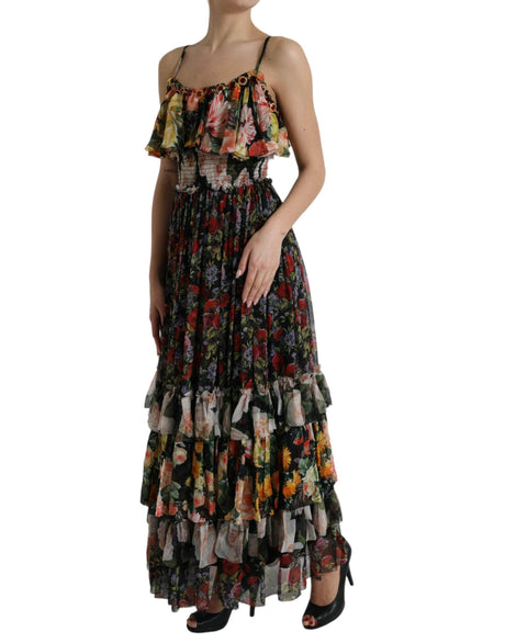 Dolce & Gabbana Vibrant Silk Floral Maxi Dress - Hilstor