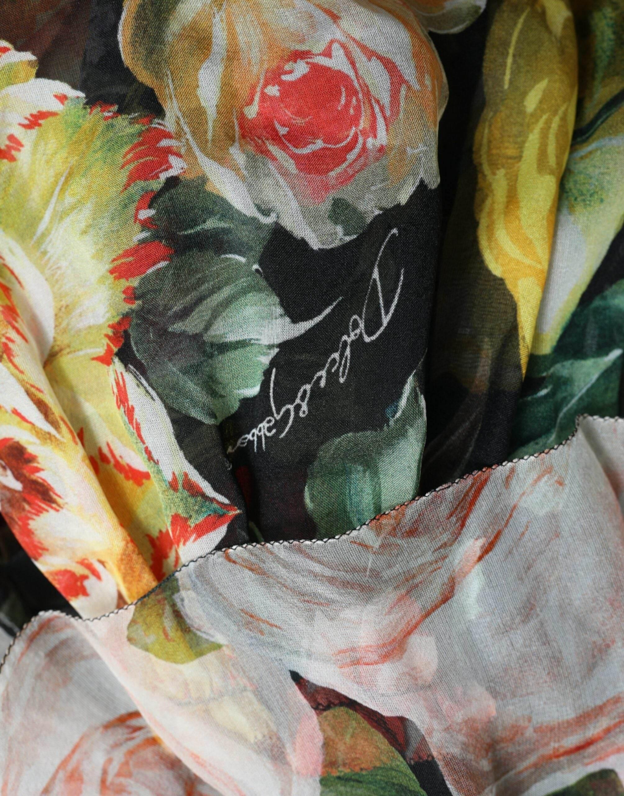 Dolce & Gabbana Multicolor Floral Chiffon Tiered Maxi Dress - Hilstor