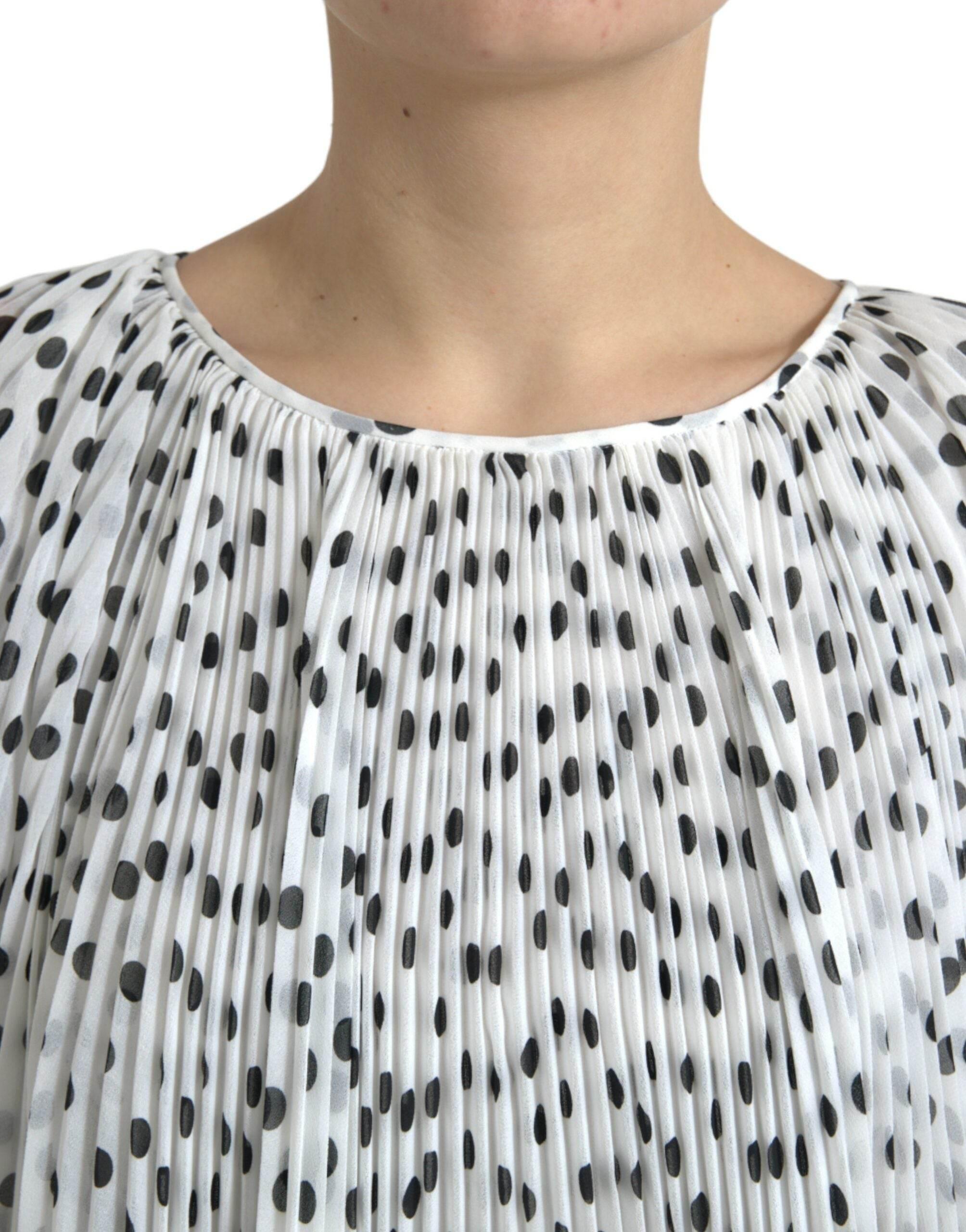 Dolce & Gabbana White Polka Dot A-line Pleated Maxi Dress - Hilstor