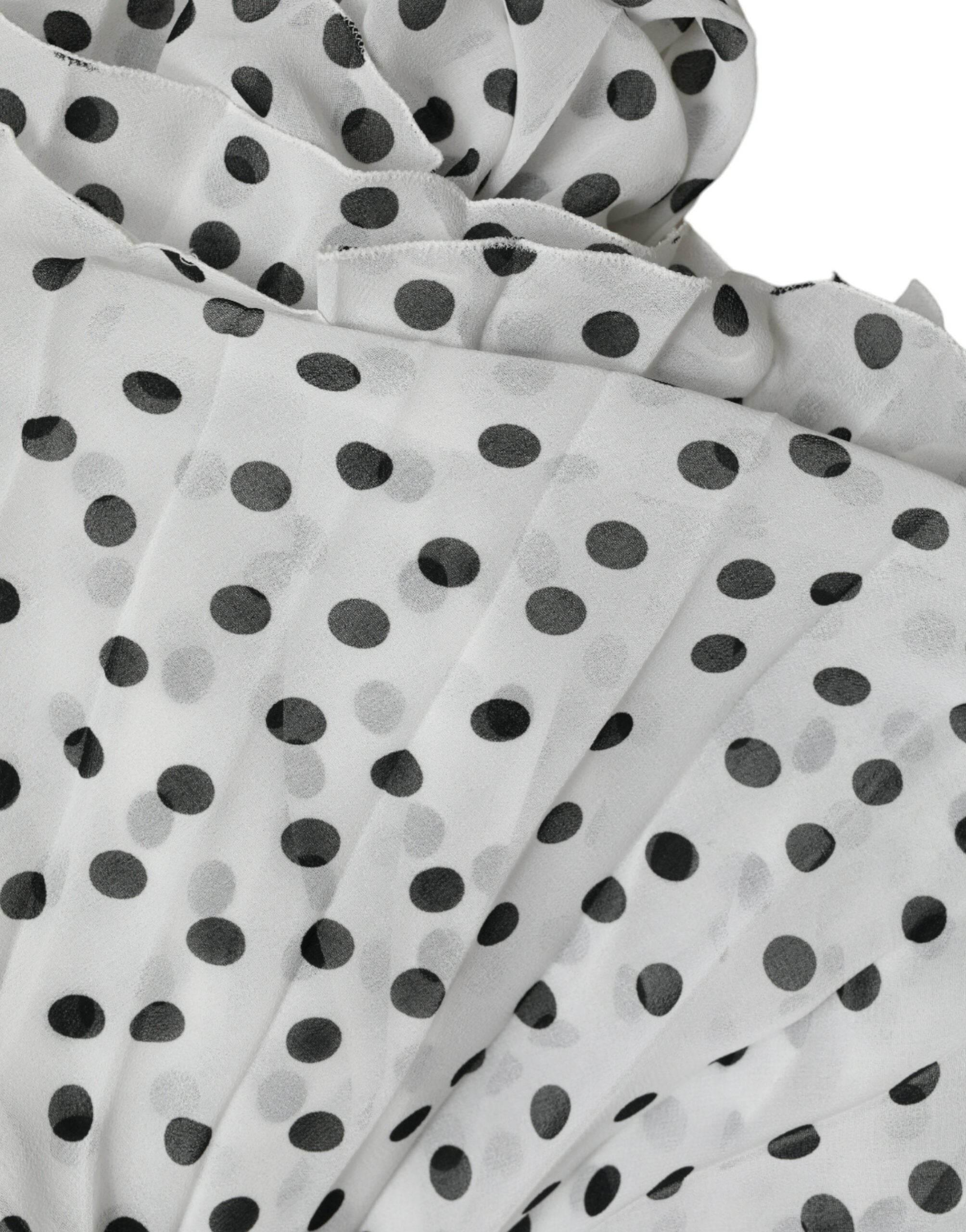 Dolce & Gabbana White Polka Dot A-line Pleated Maxi Dress - Hilstor