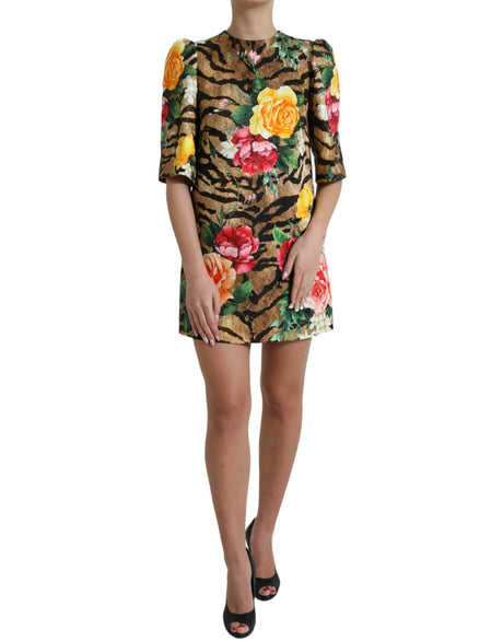 Dolce & Gabbana Animal & Floral Print Mini Shift Dress - Hilstor