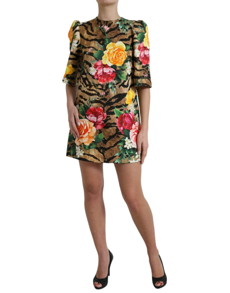 Dolce & Gabbana Animal & Floral Print Mini Shift Dress - Hilstor