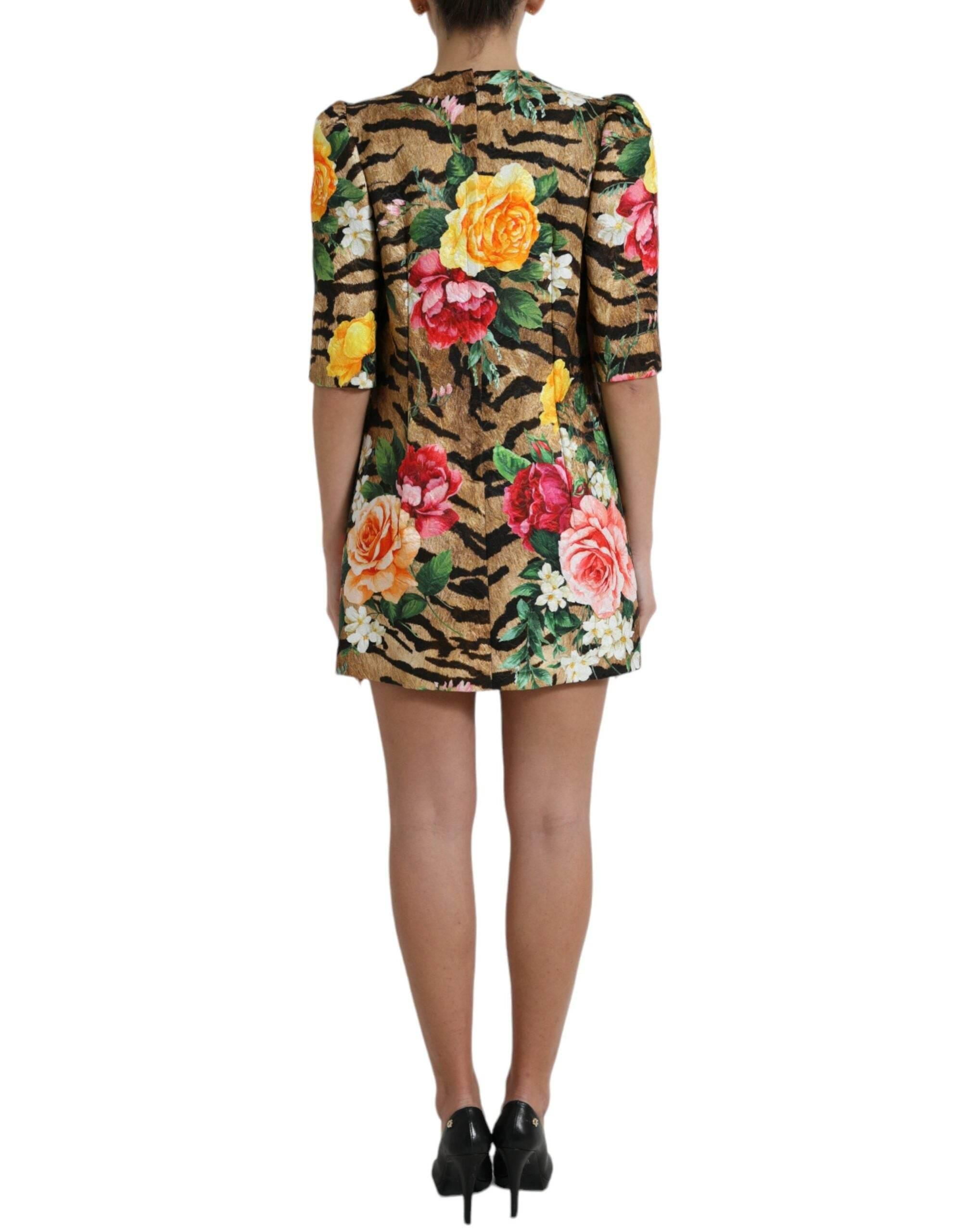 Dolce & Gabbana Animal & Floral Print Mini Shift Dress - Hilstor