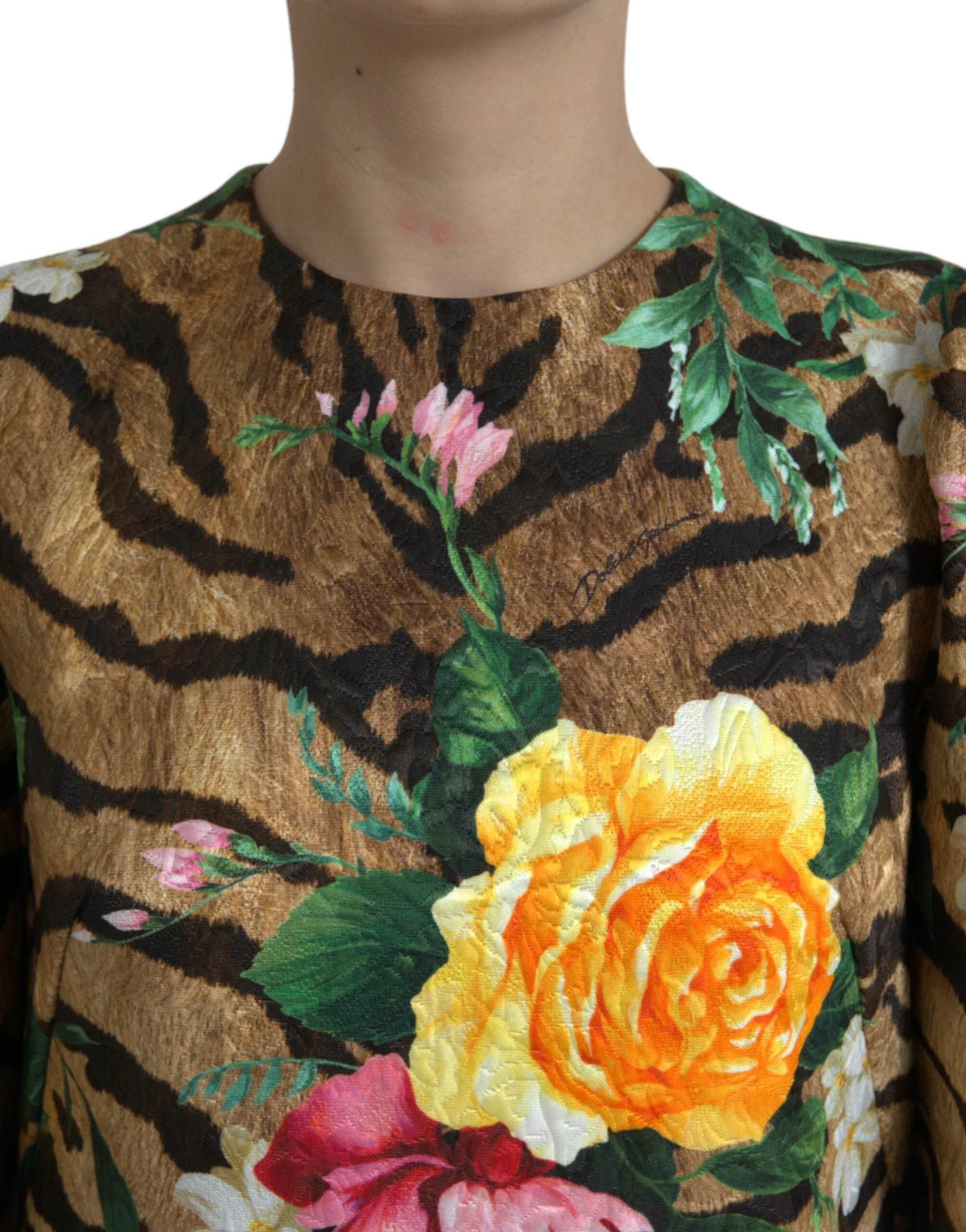 Dolce & Gabbana Animal & Floral Print Mini Shift Dress - Hilstor