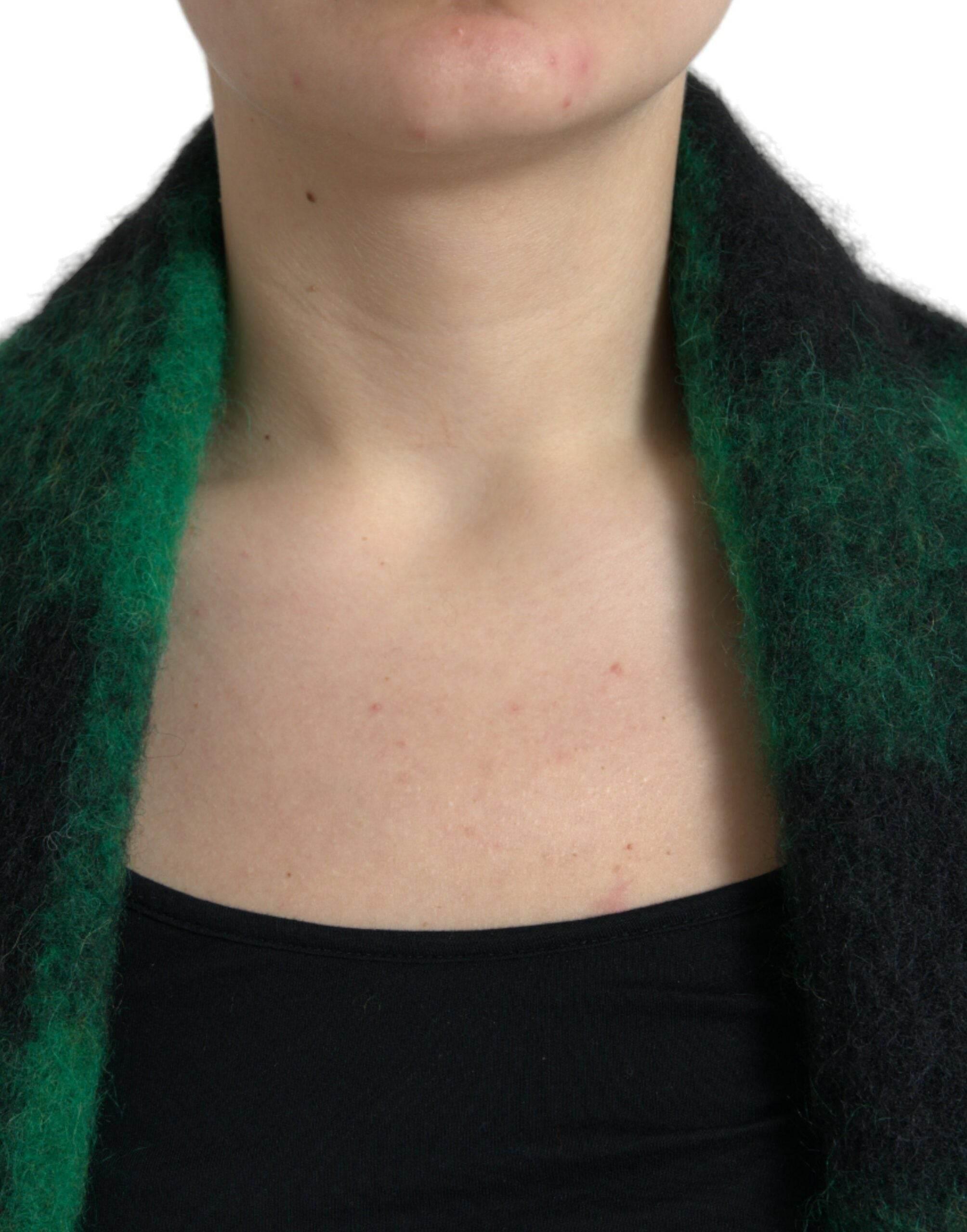 Dolce & Gabbana Black Green Buffalo Check Poncho Coat Jacket - Hilstor