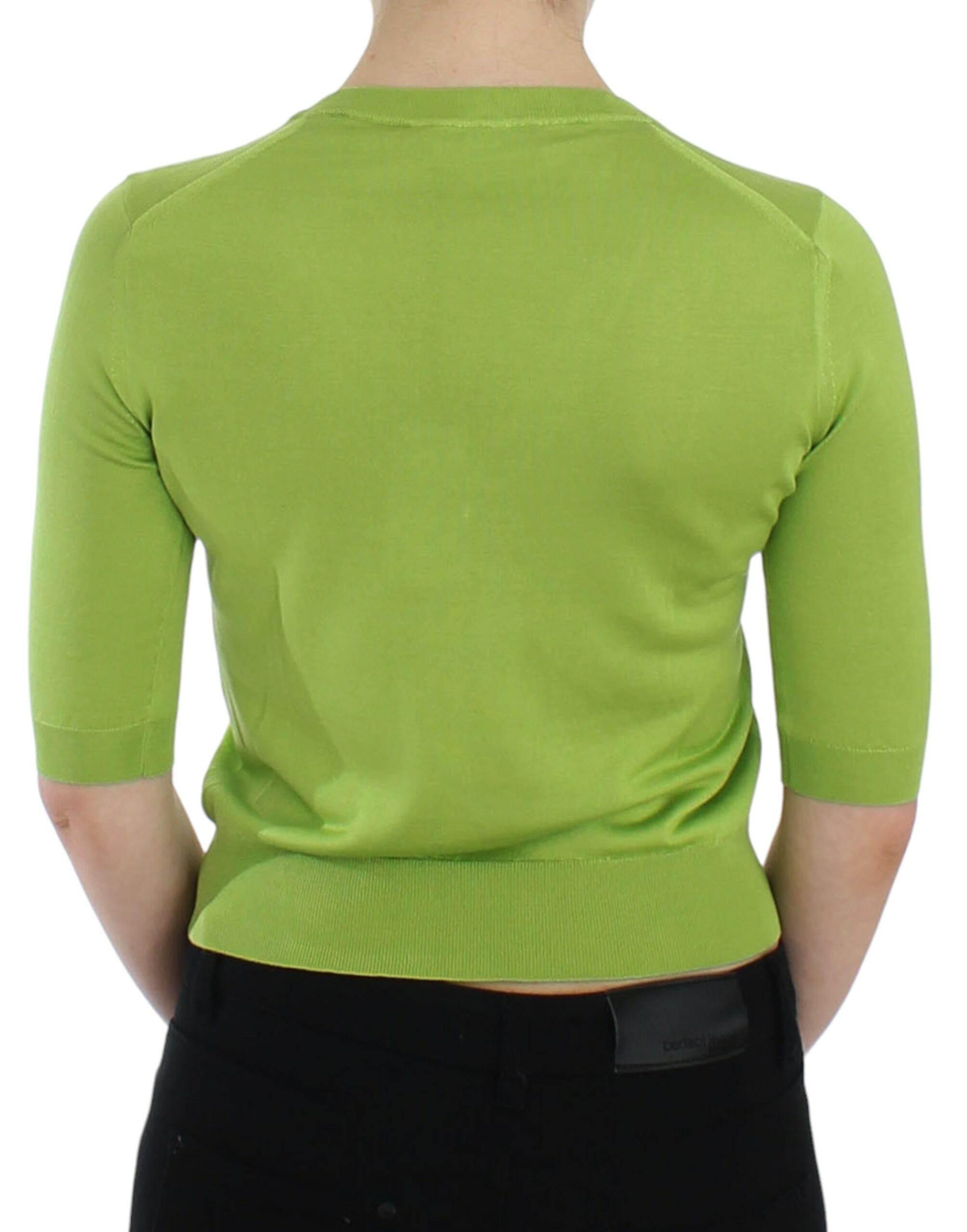 Dolce & Gabbana Green Wool V-neck Pullover Sweater Top - Hilstor