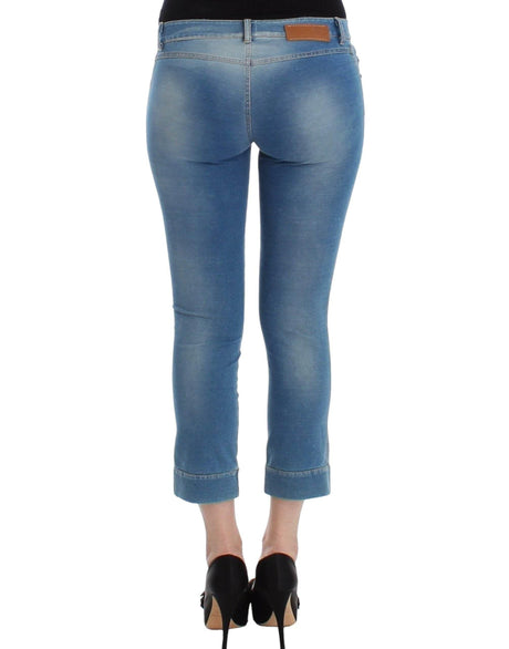 Ermanno Scervino Beachwear Blue Jeans Capri Pants Cropped - Hilstor