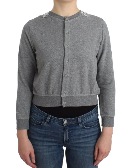 Ermanno Scervino Lingerie Gray Lace Sweater Cardigan Top - Hilstor