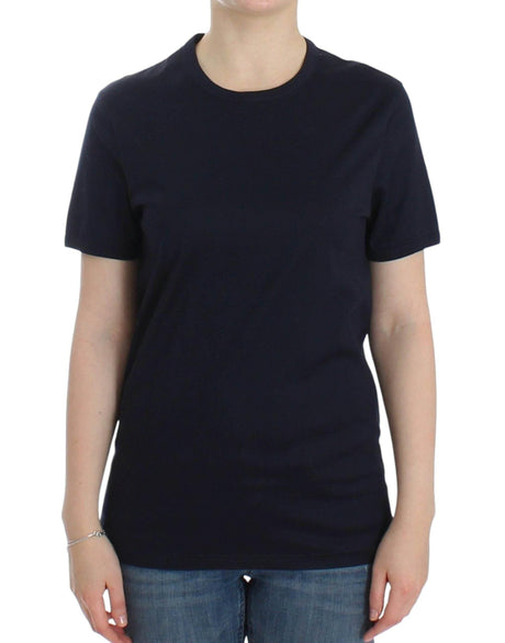 Ermanno Scervino Lingerie Blue Crewneck Cotton Logo T-shirt - Hilstor