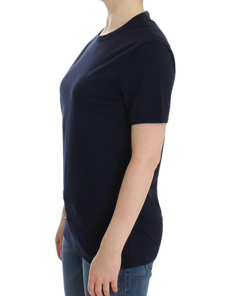 Ermanno Scervino Lingerie Blue Crewneck Cotton Logo T-shirt - Hilstor