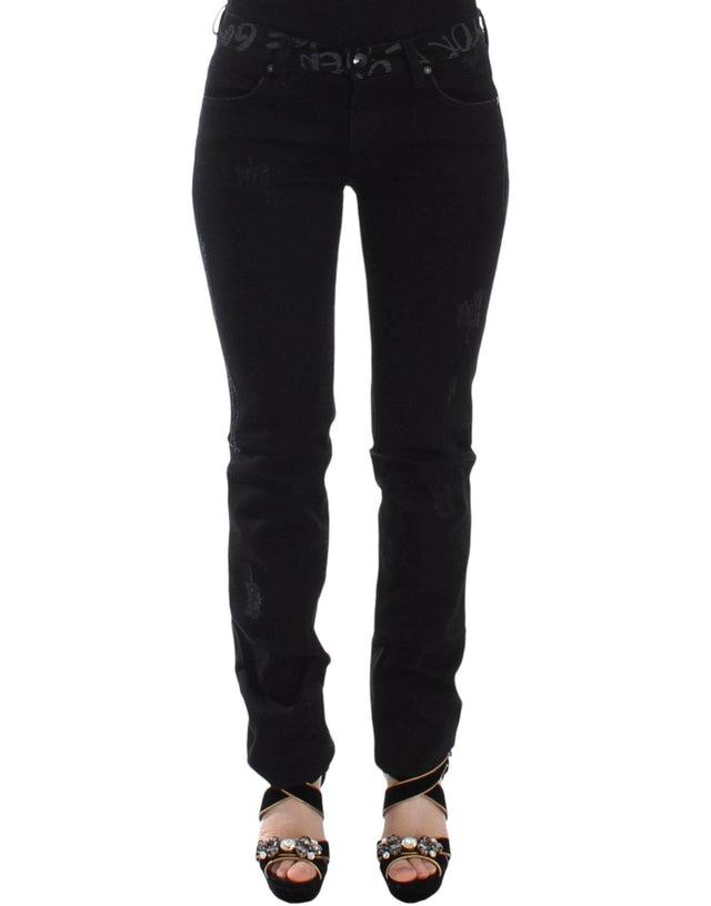 Ermanno Scervino Chic Black Skinny Statement Jeans - Hilstor