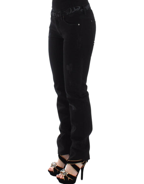 Ermanno Scervino Black Slim Jeans Denim Pants Skinny Stretch - Hilstor