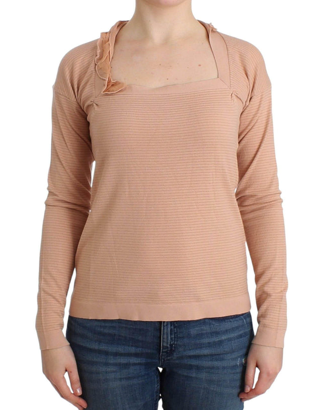 Ermanno Scervino Chic Striped Wool Blend Orange Sweater - Hilstor