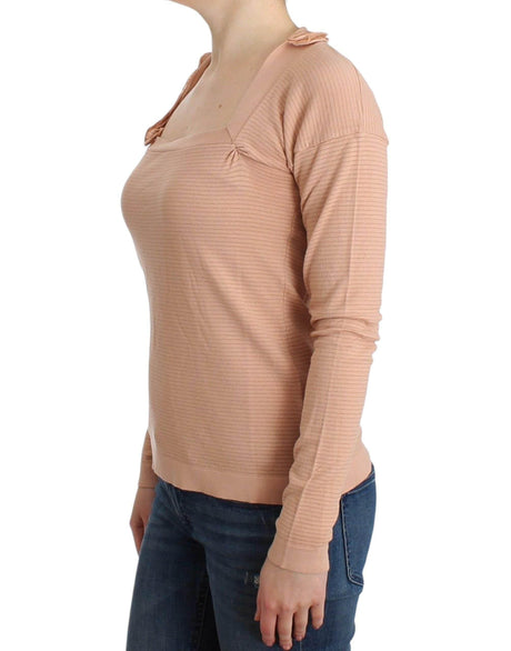 Ermanno Scervino Orange Wool Blend Striped Long Sleeve Top - Hilstor