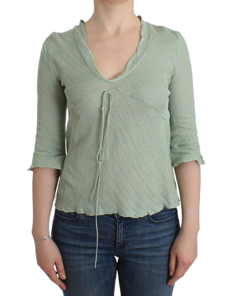 Ermanno Scervino Green Lightweight Knit Sweater Top Blouse - Hilstor