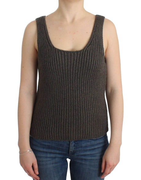Ermanno Scervino Gray Knit Top Knitted Sweater Merino Wool - Hilstor