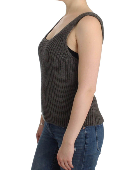 Ermanno Scervino Gray Knit Top Knitted Sweater Merino Wool - Hilstor