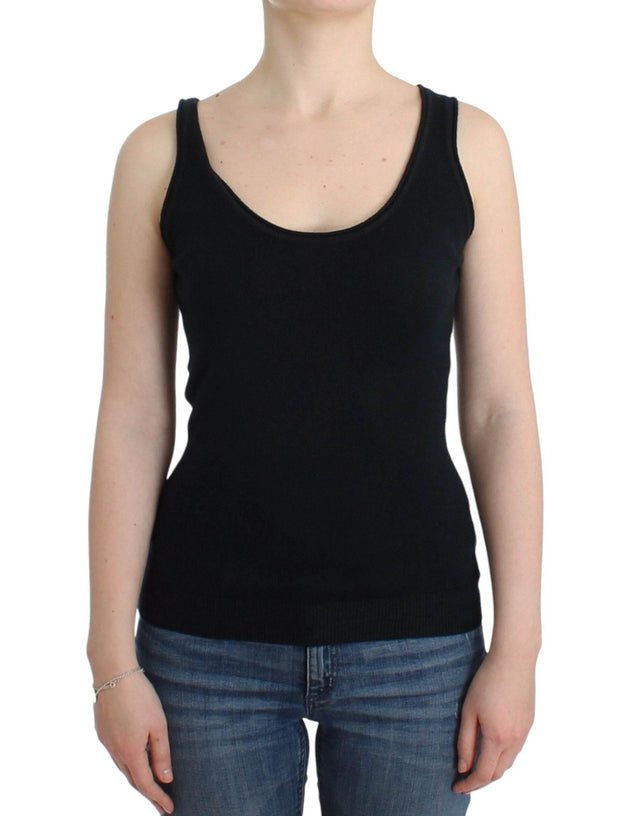 Ermanno Scervino Elegant Black Cashmere Knit Top - Hilstor