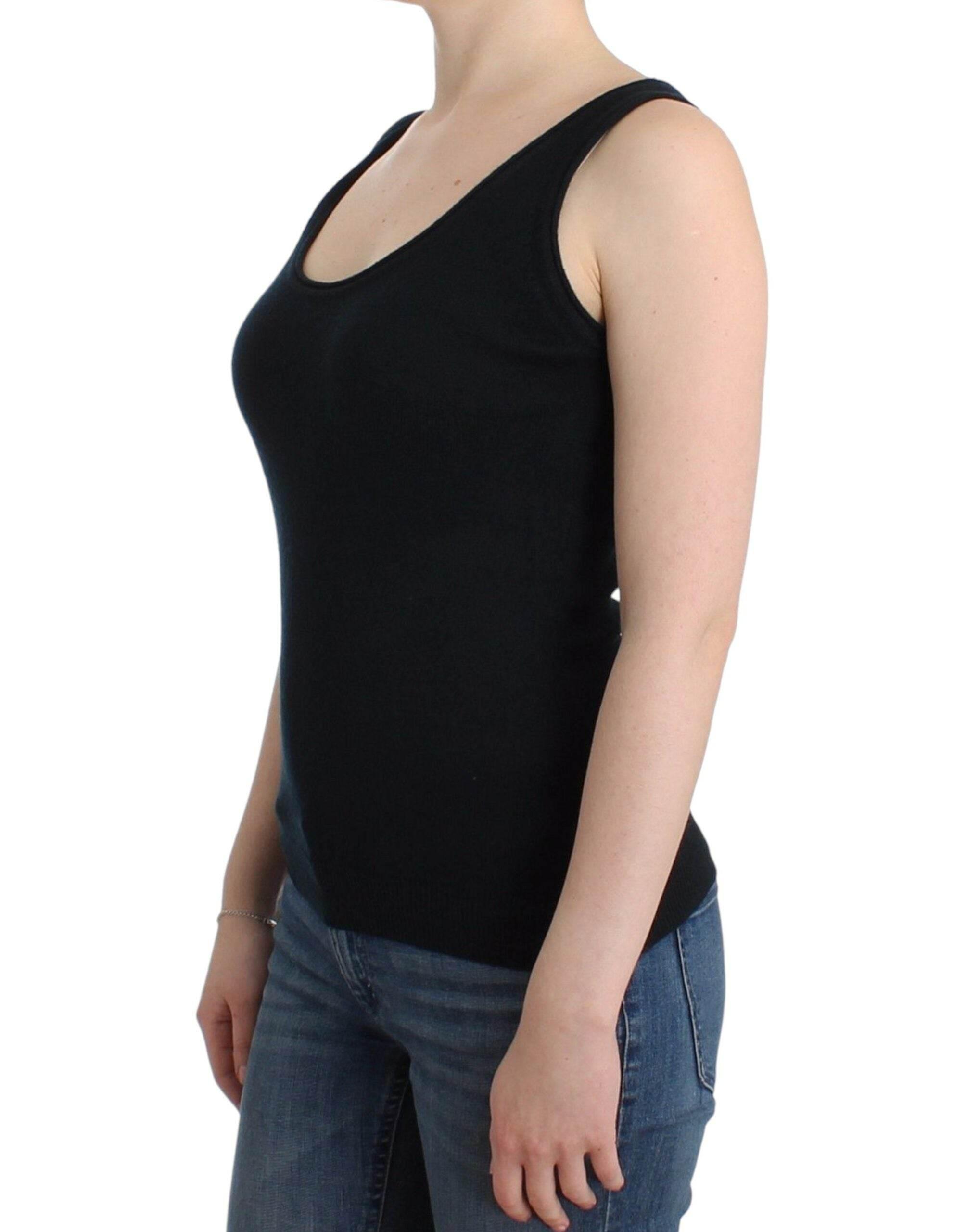 Ermanno Scervino Elegant Black Cashmere Knit Top - Hilstor