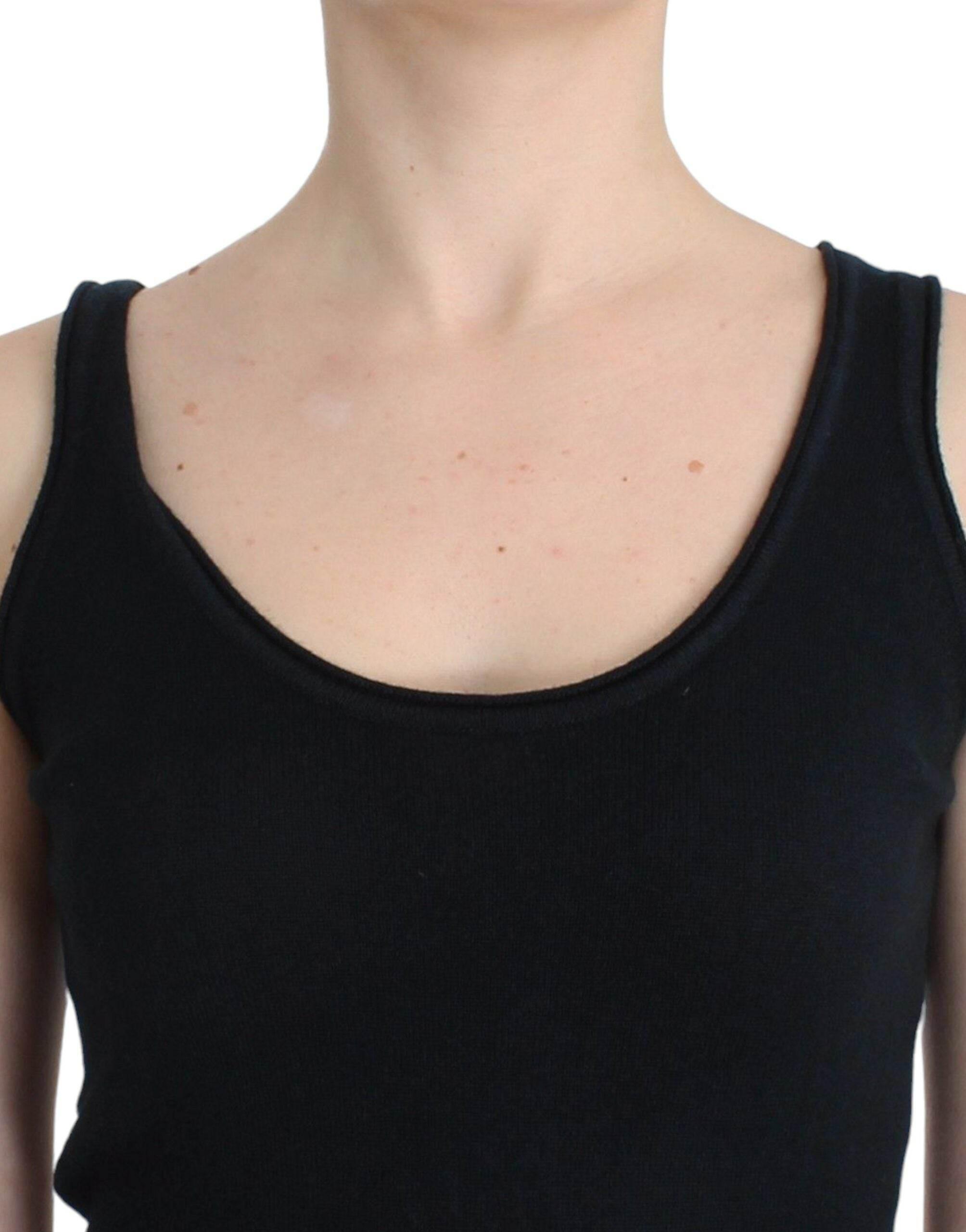 Ermanno Scervino Elegant Black Cashmere Knit Top - Hilstor