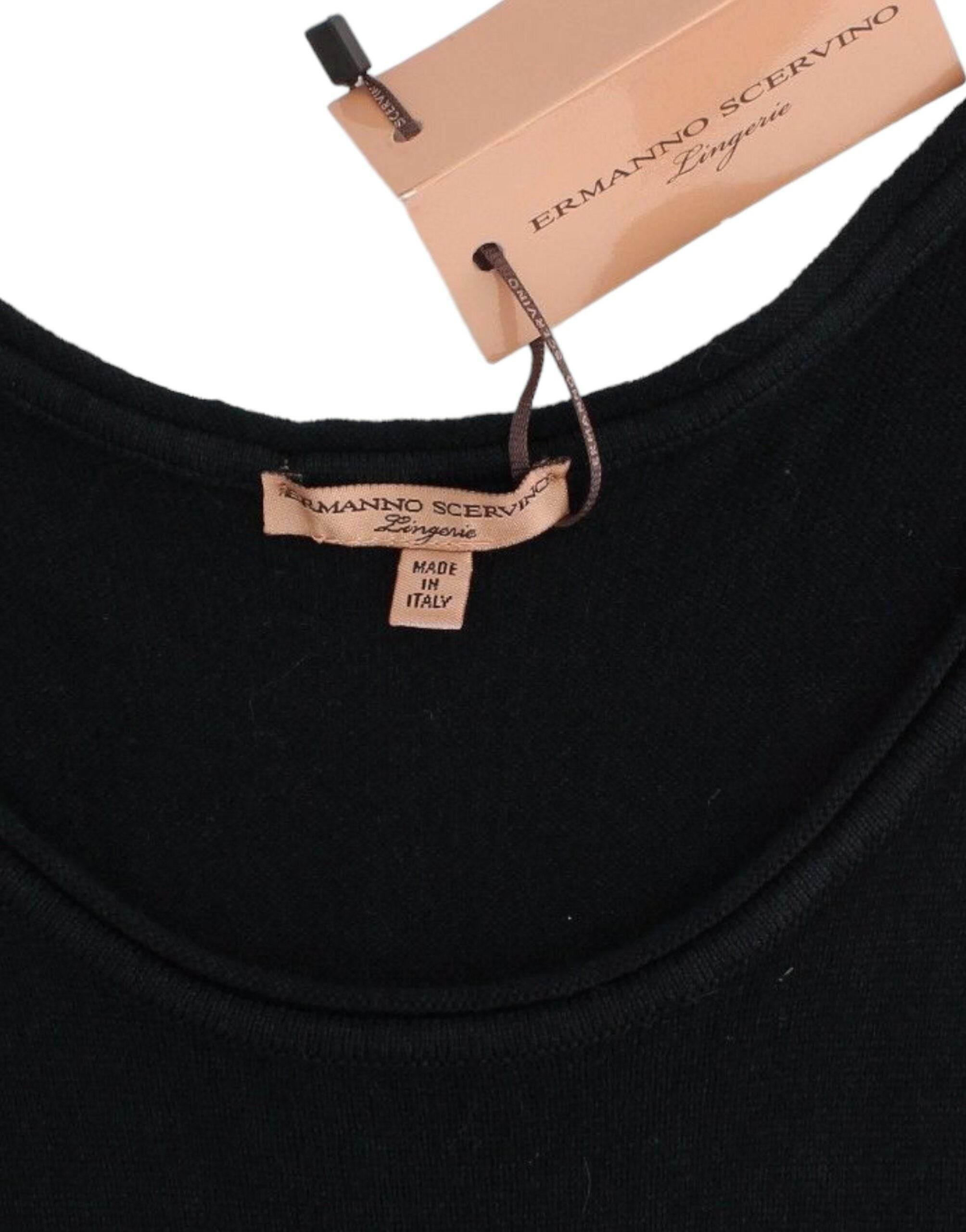 Ermanno Scervino Elegant Black Cashmere Knit Top - Hilstor