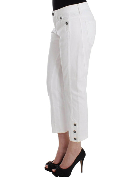 Ermanno Scervino White Cropped Jeans Denim Pants Branded Capri - Hilstor