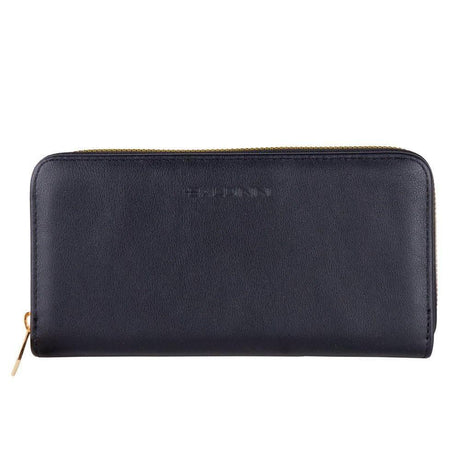 Baldinini Trend Chic Black Leather Zip Wallet - Hilstor