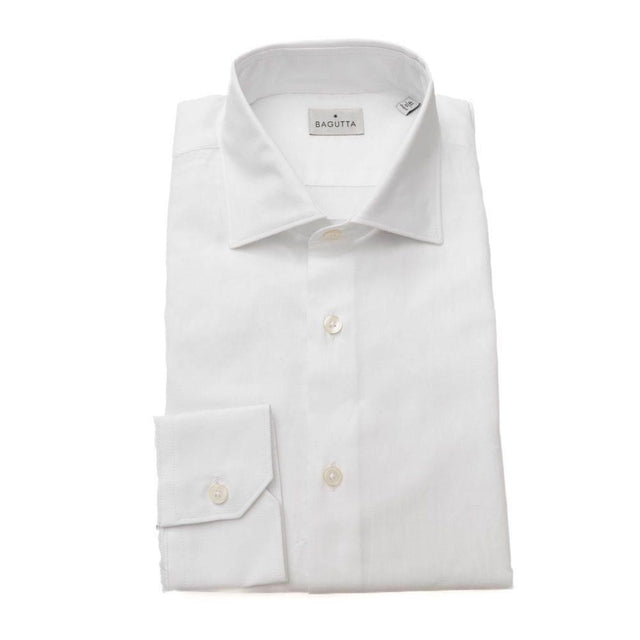 Bagutta White Cotton Men's Classic Shirt - Hilstor