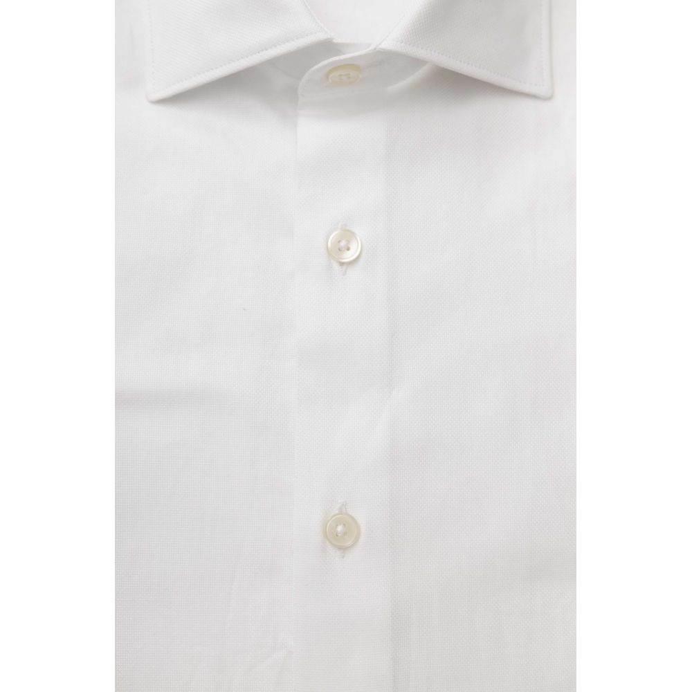 Bagutta White Cotton Men's Classic Shirt - Hilstor