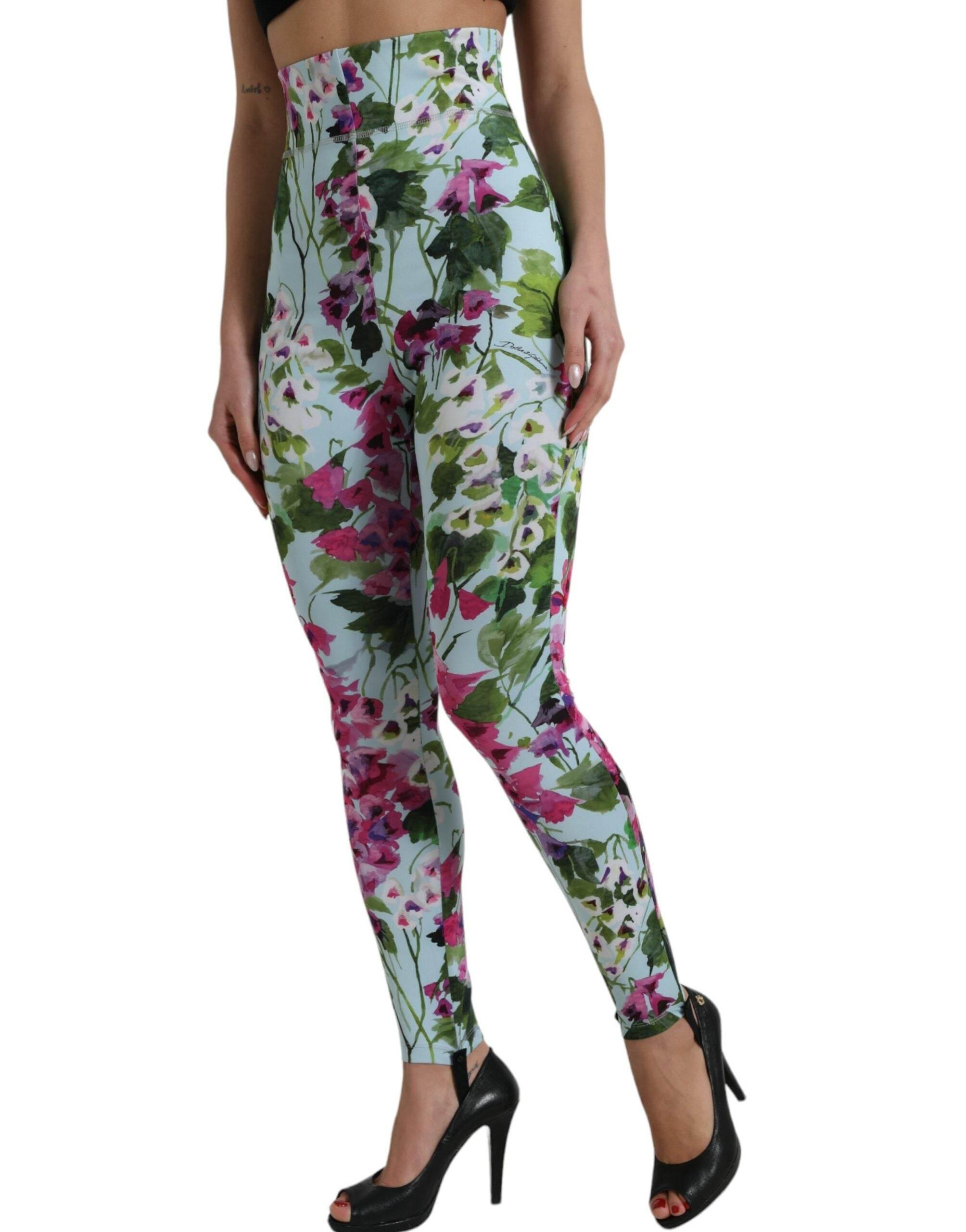 Dolce & Gabbana Elegant Floral High-Rise Leggings Pants - Hilstor