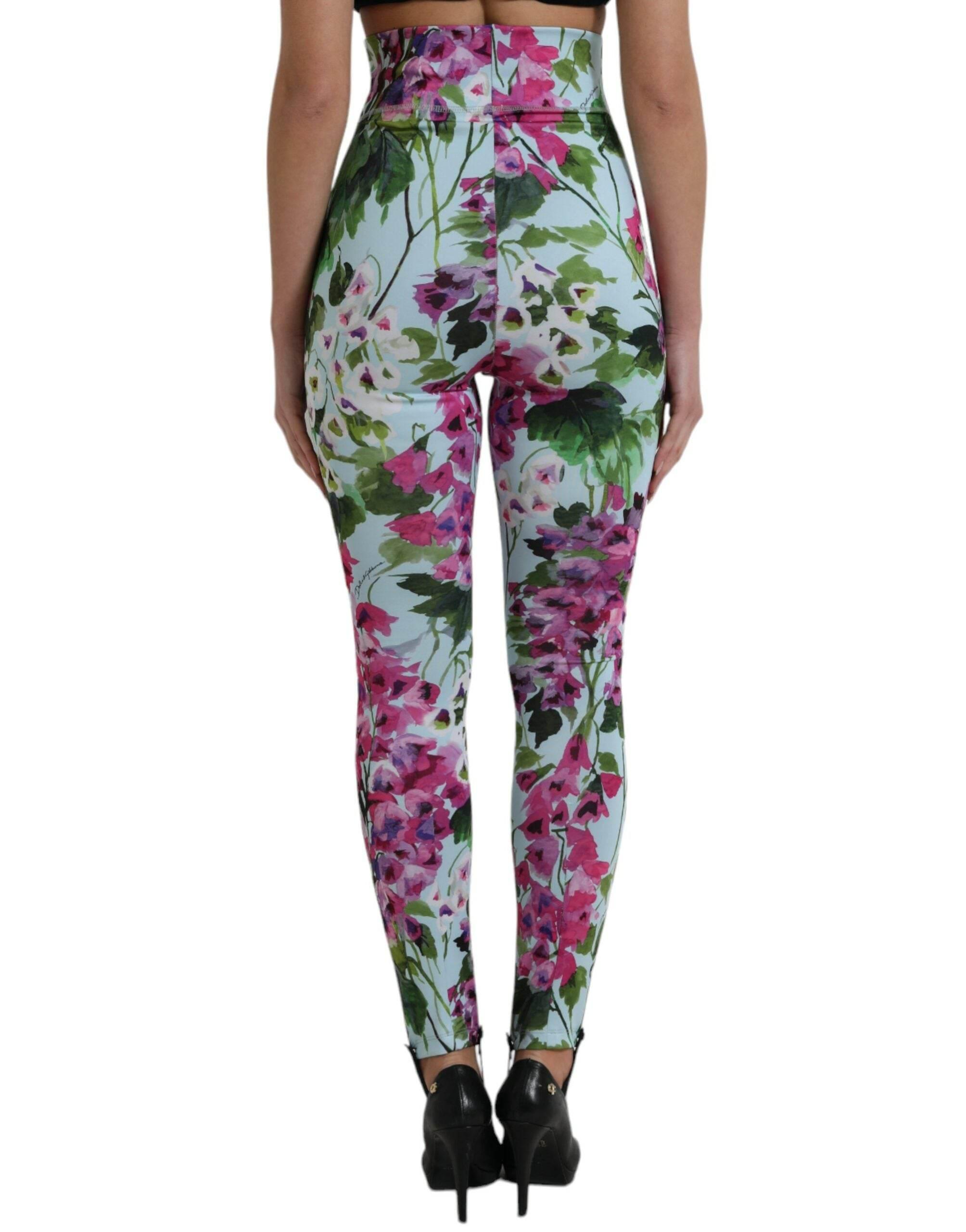 Dolce & Gabbana Elegant Floral High-Rise Leggings Pants - Hilstor