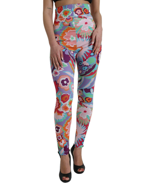 Dolce & Gabbana Enchanting Floral Print High-Waist Leggings - Hilstor